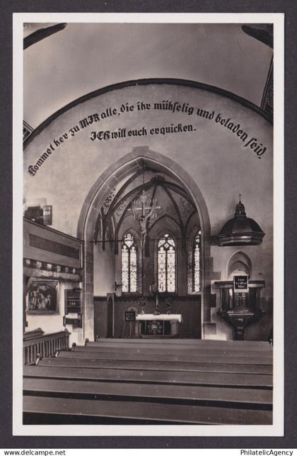 Vintage postcard Evangelical church interior Bensheim Auerbach Hesse Germany