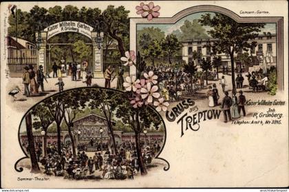 Lithographie Berlin Treptow, Kaiser Wilhelm Garten