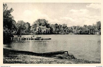 Weissensee Berlin Uferpartie am Weissensee Bootshafen