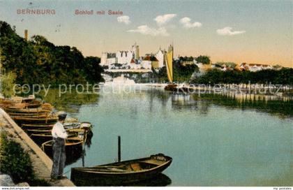 Bernburg Saale Blick ueber die Saale zum Schloss