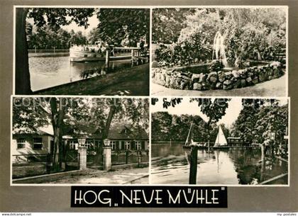 Bestensee HOG Neue Muehle Fahrgastschiff Brunnen Handabzug