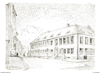 Bischofswerda Kirchgemeindehaus Zeichnung Kuenstlerkarte