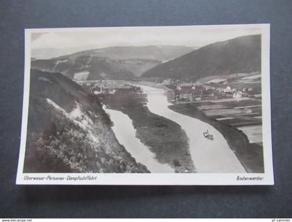 DR 1929 AK Schiffspost Oberweser Personen Dampfschiffahrt Bodenwerder Bordstempel Dampfer Kaiser Wilhelm