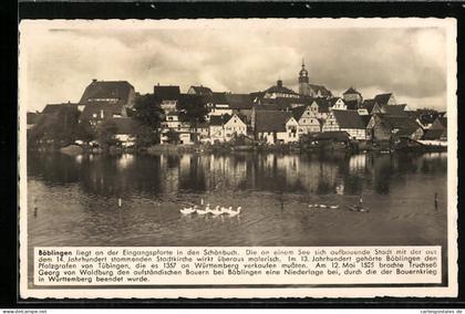 AK Böblingen, Ortsansicht vom See aus