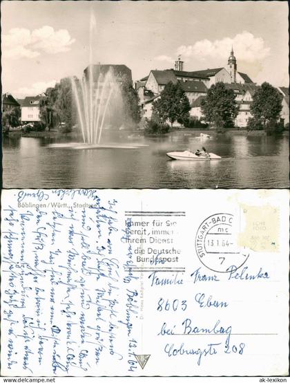 Ansichtskarte Böblingen Stadtsee - Moterboot 1964