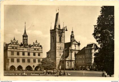 Leitmeritz an der Elbe - Rathaus und Stadtkirche