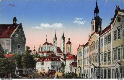 Straßenansicht und Kirche Kolin Böhmen Postkarte AK 1916