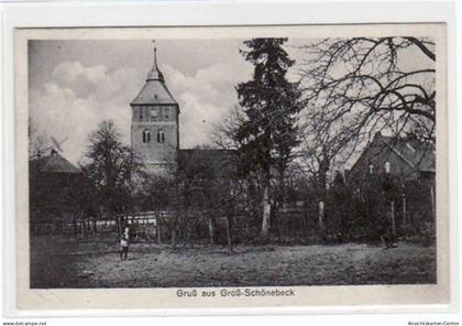 39000525 - Gruss aus Gross-Schoenebeck. Abgebildet ist eine Teilansicht mit der Kirche. Postalisch befoerdert mit Marke