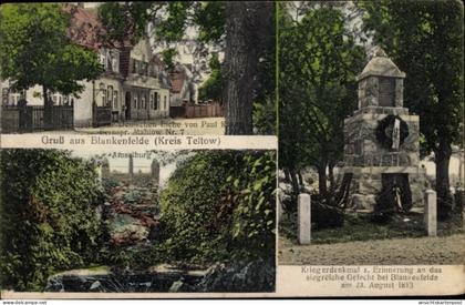 CPA Blankenfelde Mahlow Teltow Fläming, Restaurant zur Deutschen Eiche, Amselburg, Kriegerdenkmal