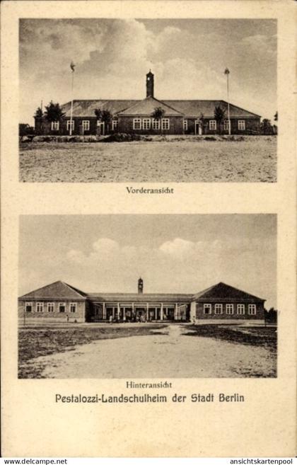 CPA Hermsdorf Münchehofe in Brandenburg, Pestalozzi Landschulheim der Stadt Berlin, Hinteransicht