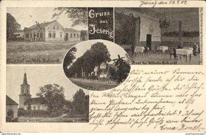CPA Jeserig Groß Kreutz an der Havel, Gasthof Wilh. Richardt, Saal, Kirche