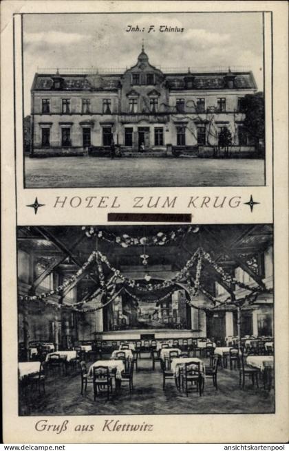 CPA Klettwitz Schipkau in der Niederlausitz, Hotel Zum Krug, Saal