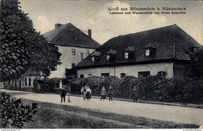 CPA Mönchmühle Mühlenbeck Mühlenbecker Land, Gasthaus und Wassermühle von Franz Kubowicz