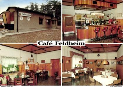 CPA Mühlenbeck Mühlenbecker Land, Café Feldheim, vier Bilder des Cafés, Schultheiss, gemütliche...