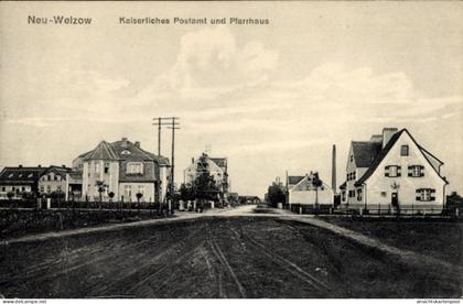 CPA Neuwelzow Welzow Niederlausitz, Kaiserliches Postamt und Pfarrhaus