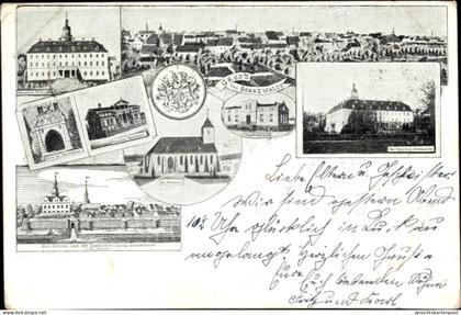 CPA Sonnewalde Brandenburg, Oberschloss, Unterschloss, Oberförsterei, Stadtkirche, Superintendentur