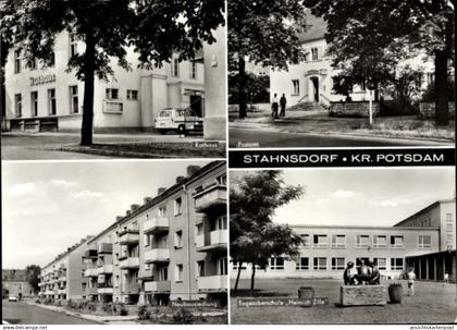 CPA Stahnsdorf in Brandenburg, Postamt, Rathaus, Neubausiedlung, Tagesoberschule Heinrich Zille