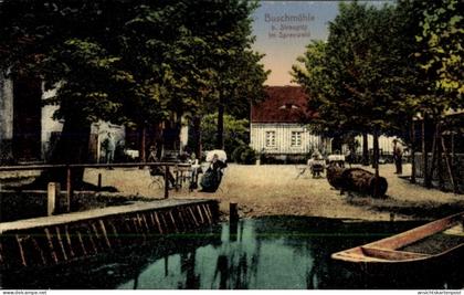CPA Straupitz im Spreewald, Buschmühle, Boot
