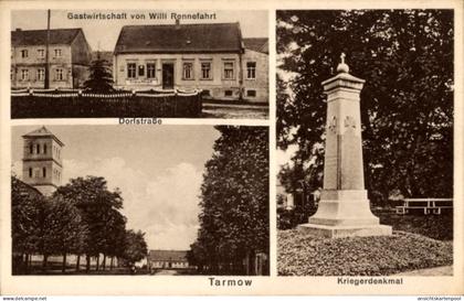 CPA Tarmow Fehrbellin in Brandenburg, Gasthof, Dorfstraße, Kriegerdenkmal