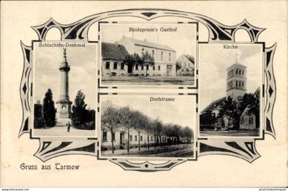 CPA Tarmow Fehrbellin in Brandenburg, Gasthof, Kirche, Schlachtendenkmal, Dorfstraße