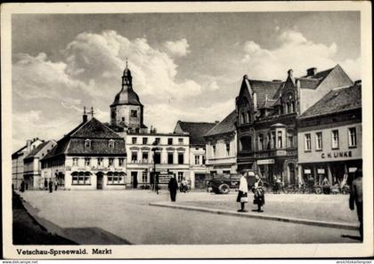 CPA Vetschau im Spreewald, Markt, Geschäft C. H. Linke