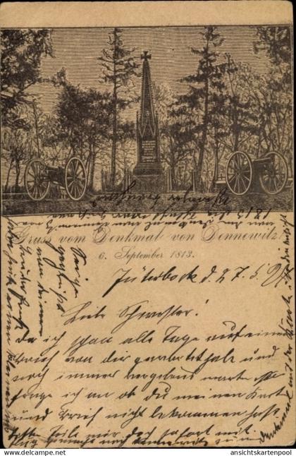 Lithographie Dennewitz Niedergörsdorf in Brandenburg, Denkmal der Schlacht von 1813
