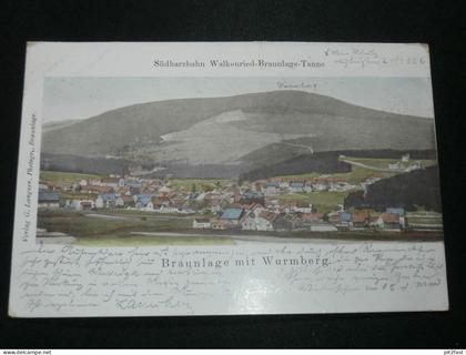 Südharzbahn Walkenried - Braunlage - Tanne , 1900 , Braunlage mit Wurmberg , alte Ansichtskarte , AK , CPA !