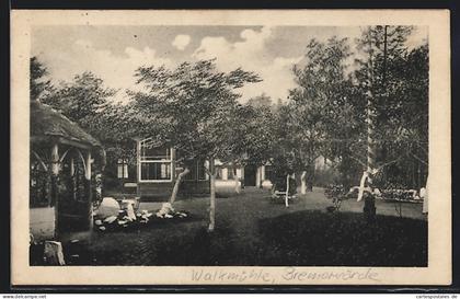 AK Bremervörde, Kurhotel Walkmühle W. Wahlen, Gartenpartie