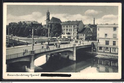 AK Brandenburg / Havel, Brücke mit Strassenbahn
