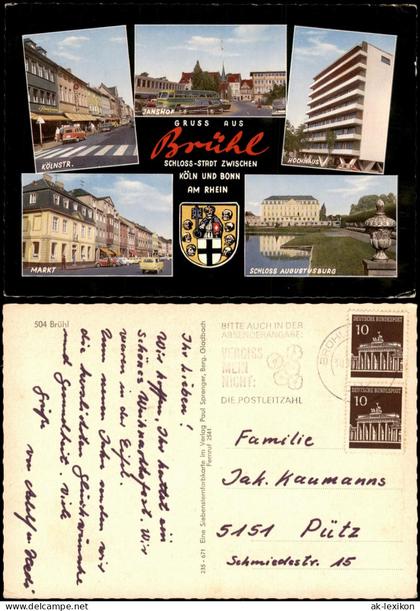 Ansichtskarte Brühl Kölnerstraße Janshof Hochhhaus 1969