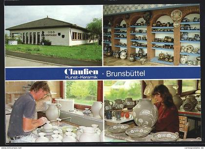 AK Brunsbüttel, Claussen Kunst-Keramik in vier Ansichten