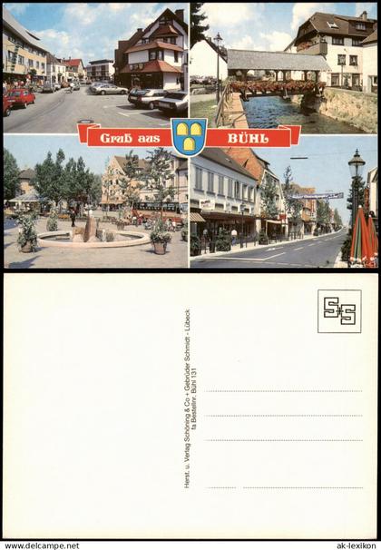 Bühl (Baden) Mehrbildkarte Ortsansichten Straßen Plätze Autos 1980