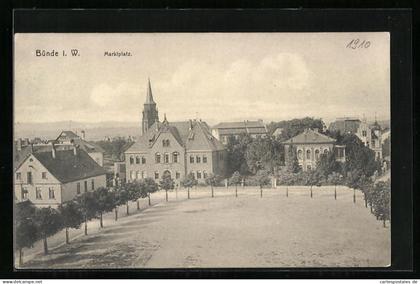 AK Bünde i. W., Marktplatz aus der Vogelschau