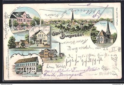 Lithographie Burgwedel, Restaurant Rust, H. Rohlfing`s Gasthaus, Geschäft v. M Siemon