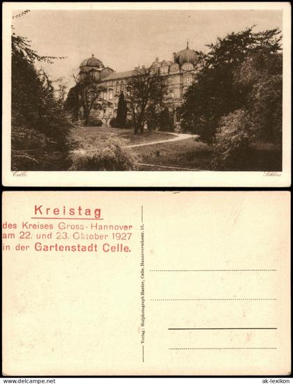 Ansichtskarte Celle Schloss Celle mit Park 1927