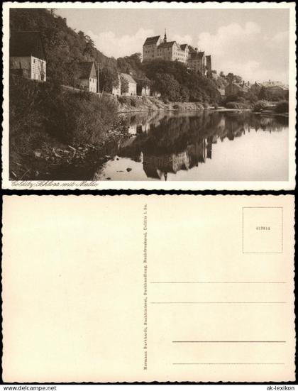 Ansichtskarte Colditz Schloss mit Mulde Partie 1930