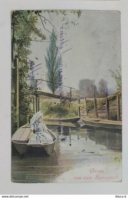 21046 Cartolina illustrata - Gruss aus dem Spreewald - Germania - VG 1900
