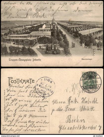 Ansichtskarte Dallgow-Döberitz Truppenübungsplatz 1905  gel Stempel