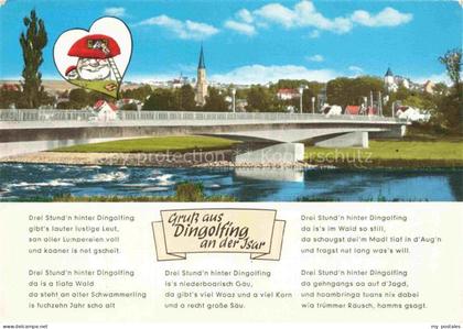 Dingolfing Isar Bruecke Stadtansicht Kirche Gedicht Humor