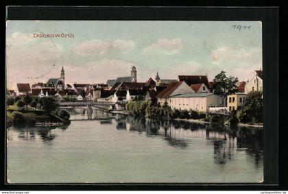 AK Donauwörth, Uferpartie mit Kirche