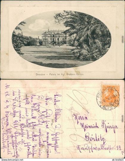 Ansichtskarte Dresden Palais im Großen Garten 1916