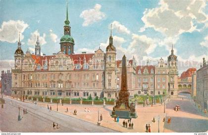 Dresden Elbe Kgl Schloss und Wettin Obelisk