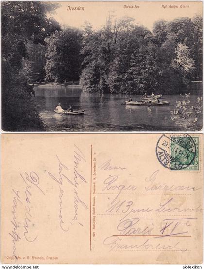 Strehlen-Dresden Gondelfahrer auf Carolasee im Großen Garten 1911