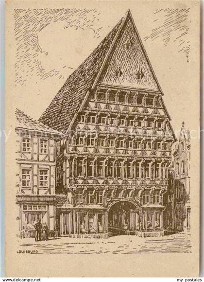 Duisburg Ruhr Knochenhauer Amtshaus Zeichnung Wolfgang von Duisburg Kuenstlerkar