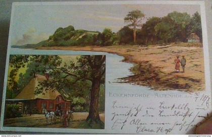 ! 1898 , schöne Litho Ansichtskarte aus Eckernförde, Altenhof