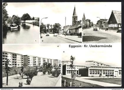 AK Eggesin /Ueckermünde, Hafen an der Randow, Bahnhofstrasse, Strasse der Freundschaft, Neubaugebiet