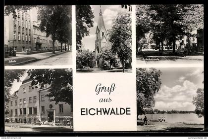 AK Eichwalde, Rathaus, Kirche, Bahnhofstrasse