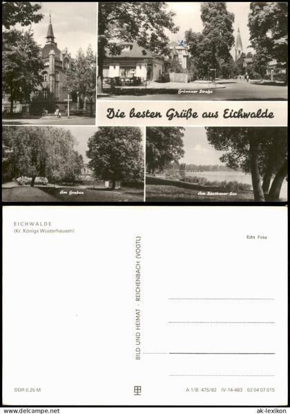 Eichwalde DDR Mehrbildkarte mit Grünauer Str., See, Ortsansichten 1982