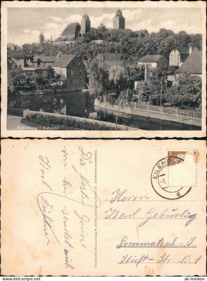 Ansichtskarte Eilenburg Flußpartie und Schloß 1936