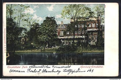 AK Hamburg-Eimsbüttel, Eimsbütteler Park mit Teich